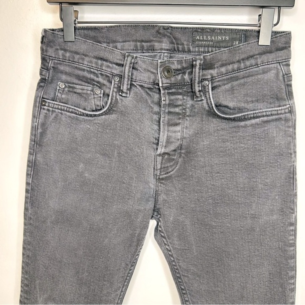 Allsaints Crow Cigarette Skinny Black Button Fly Denim Jeans Size 28‎ - Picture 5 of 10